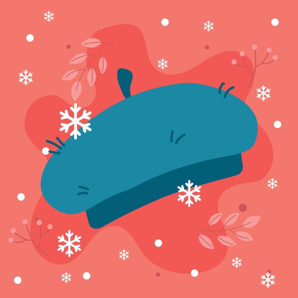 Blue winter beret hat. vector