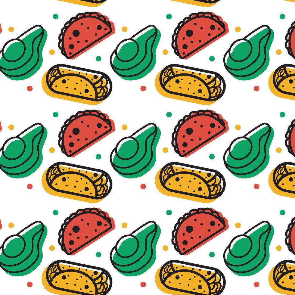Taco avocado pattern. vector