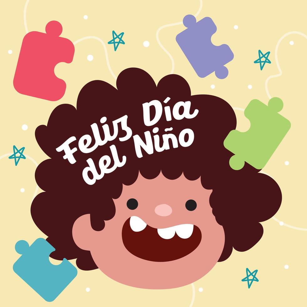 Puzzle fun and happy child. vector