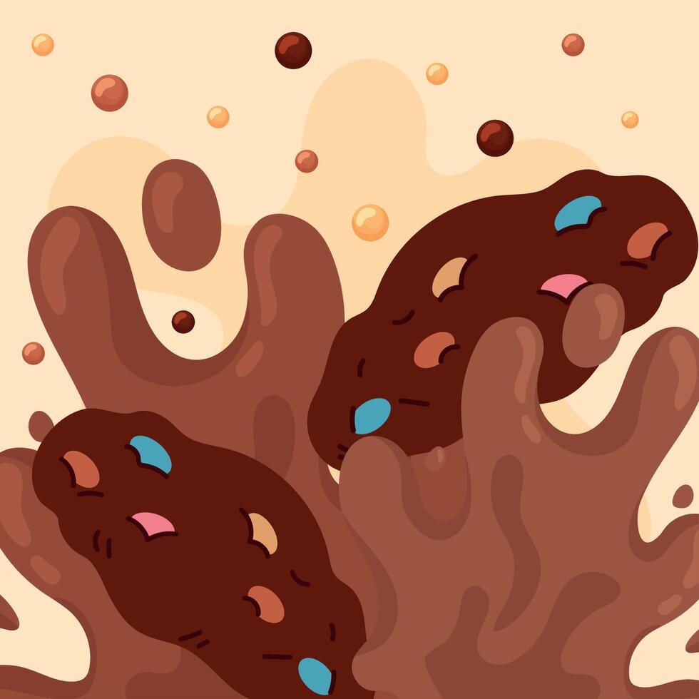 Chocolate cookie splash. vector