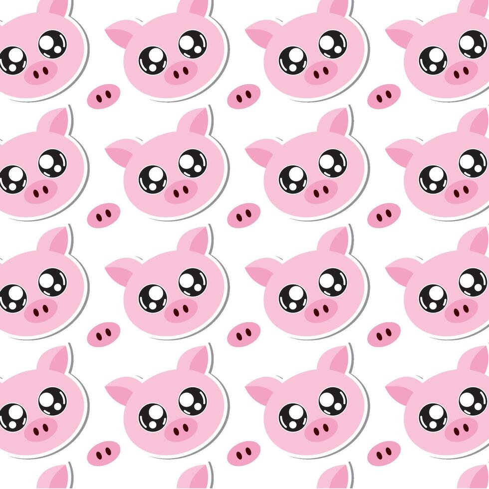 Smiling pig face repeat. vector