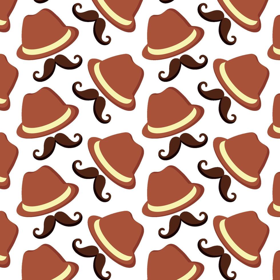 Hat mustache retro pattern. vector