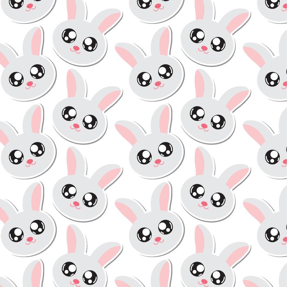 Cute bunny face pattern. vector