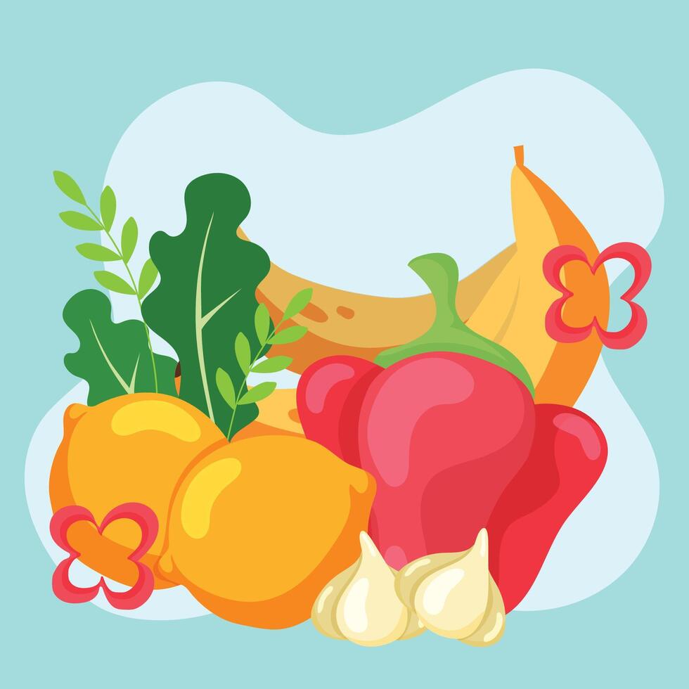 Bell pepper and citrus blend. vector
