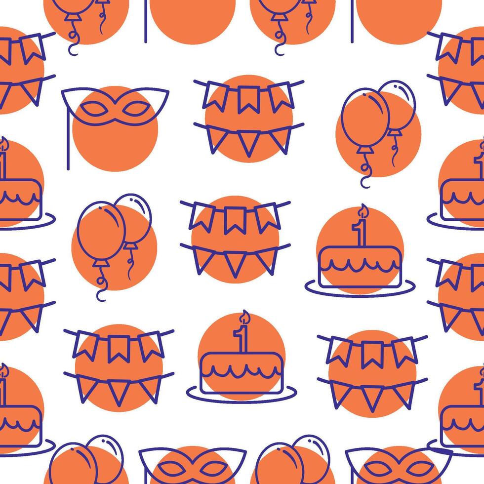 Orange party pattern icons. vector