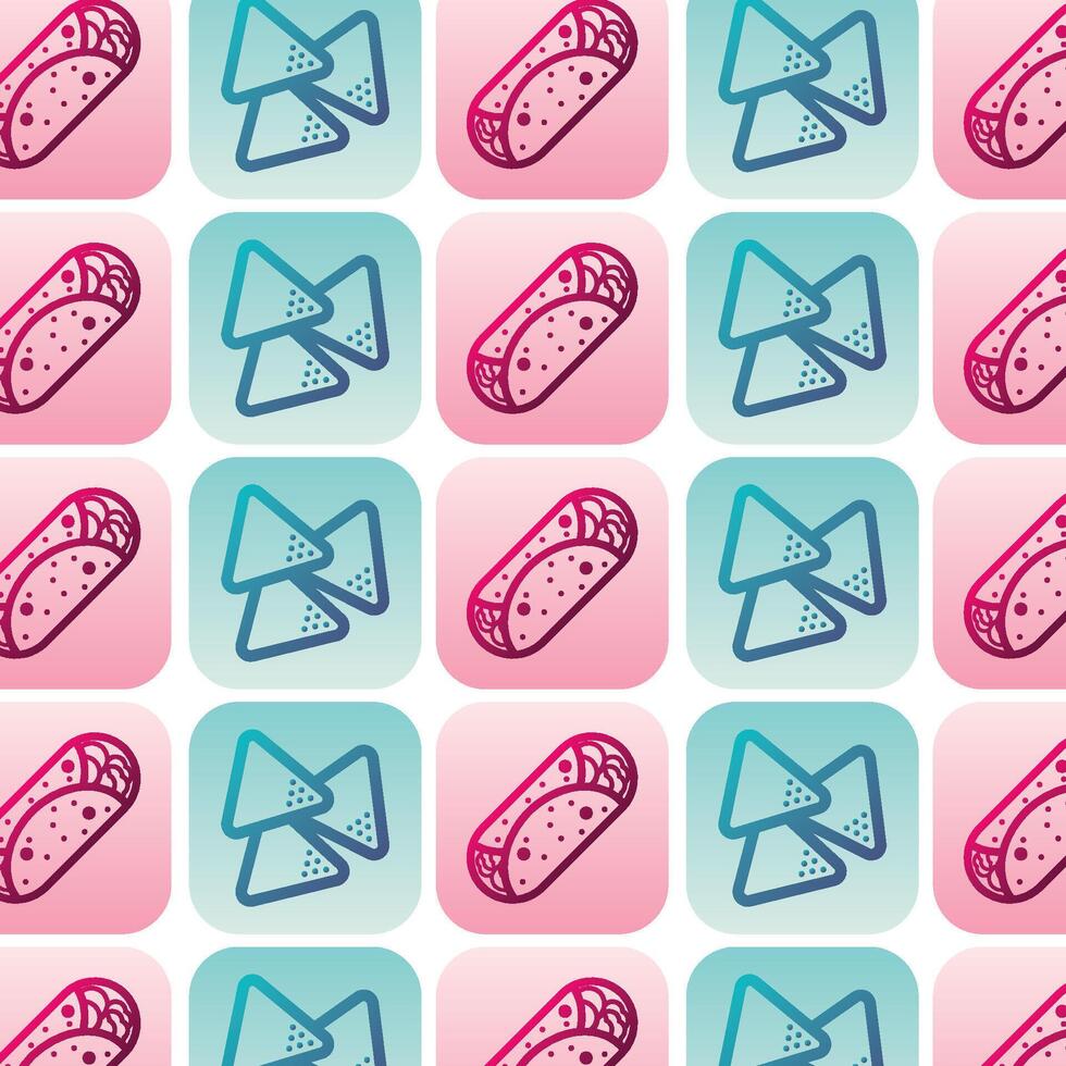 Nachos taco tiles set. vector