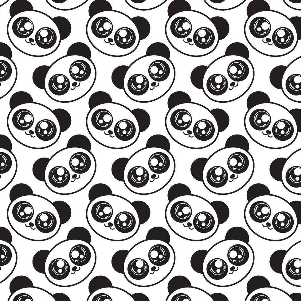 Panda bear face pattern. vector
