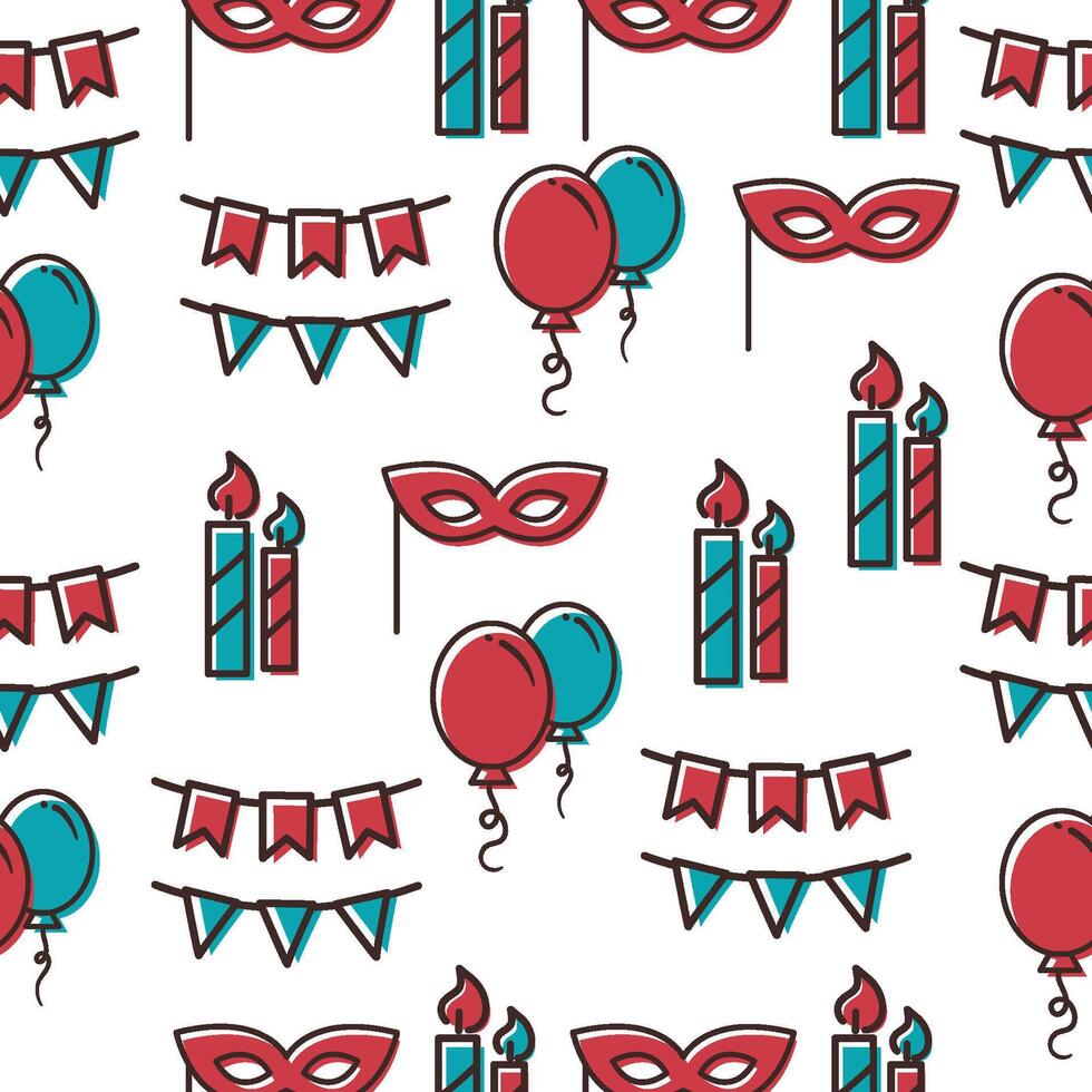 Pattern with masks and candles. vector