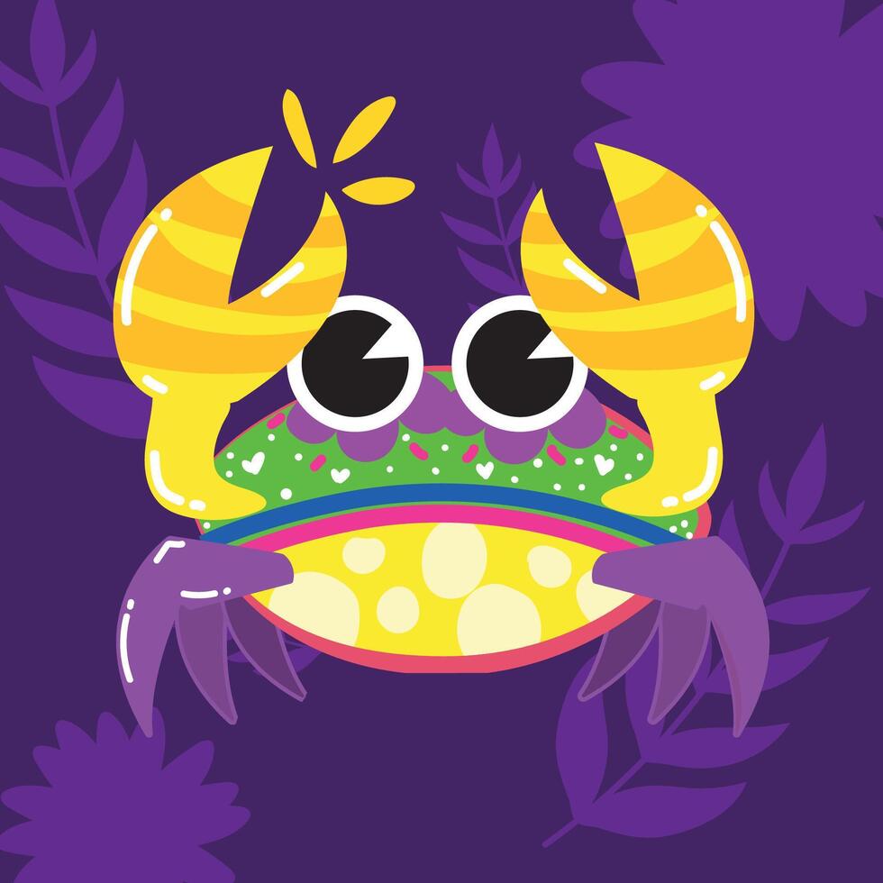 Happy colorful crab art. vector