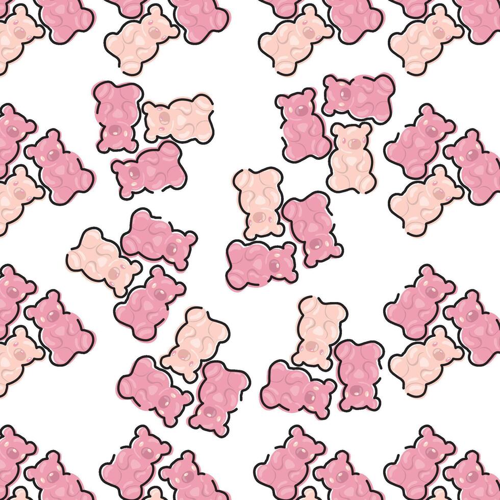 Gummy bear candy pattern. vector