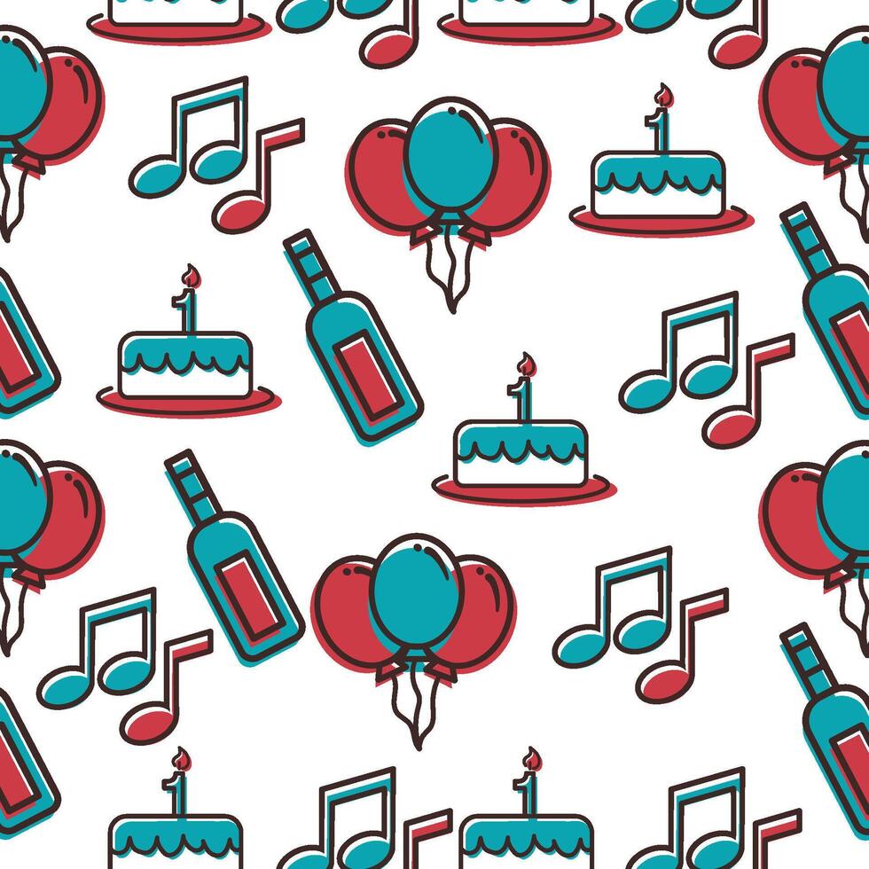 Birthday music and balloons. vector