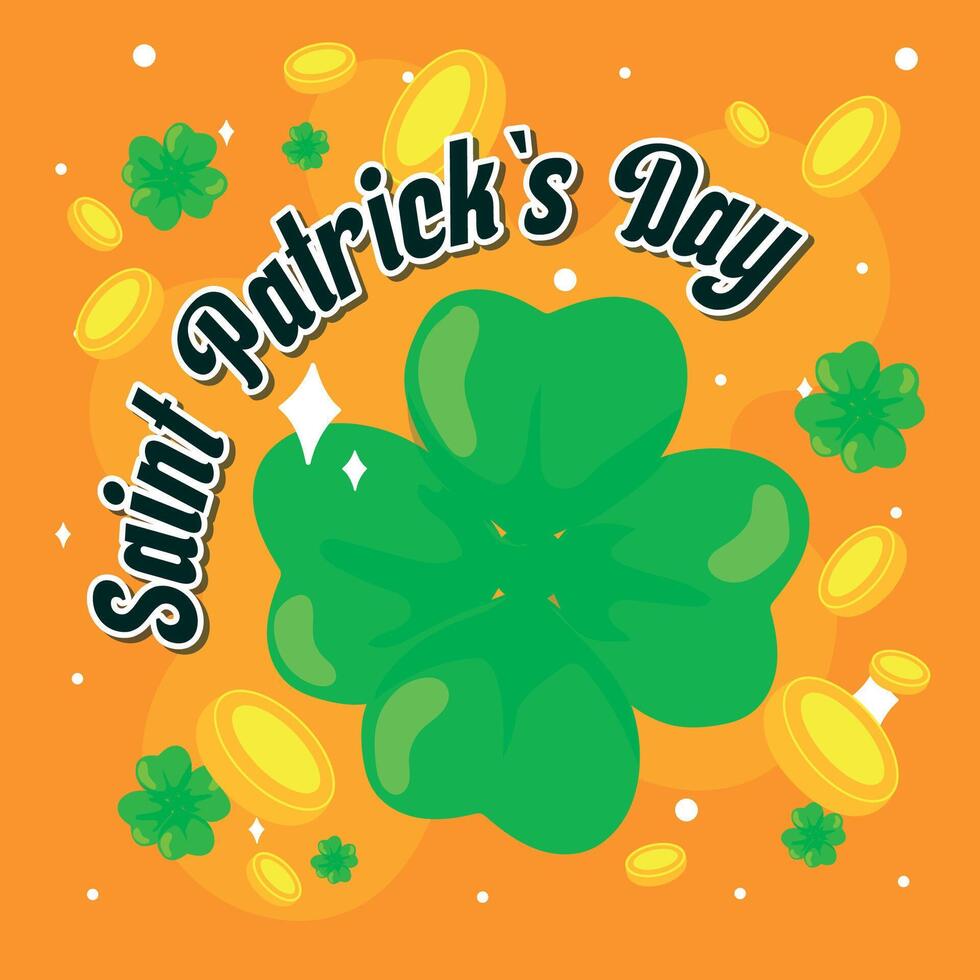 Lucky four leaf clover. vector
