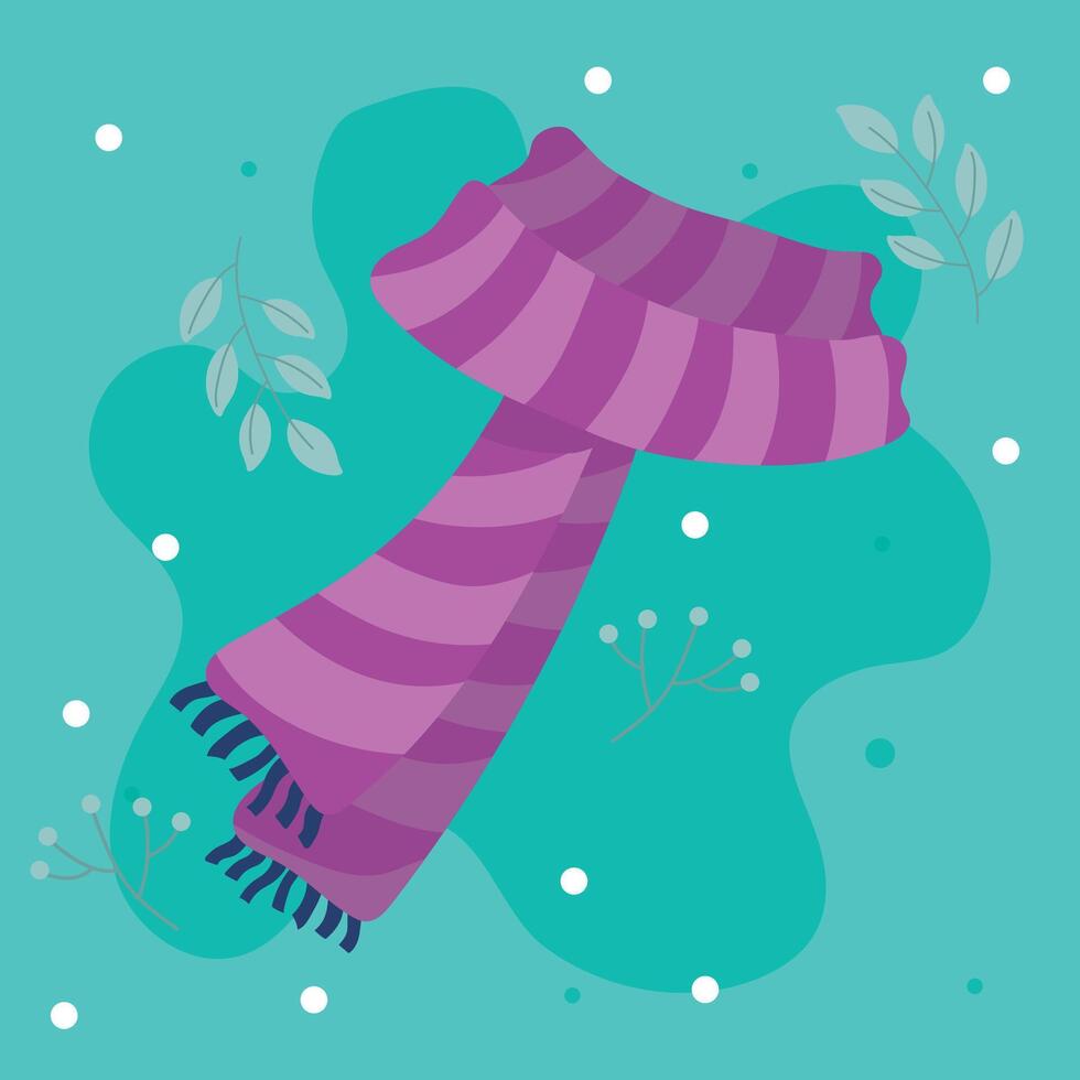 Striped purple winter scarf. vector