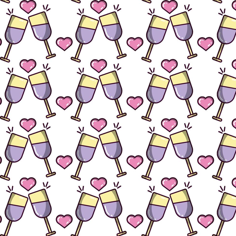 Wine glasses with hearts. vector