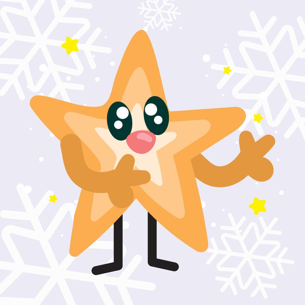 Cartoon star character smiling. vector