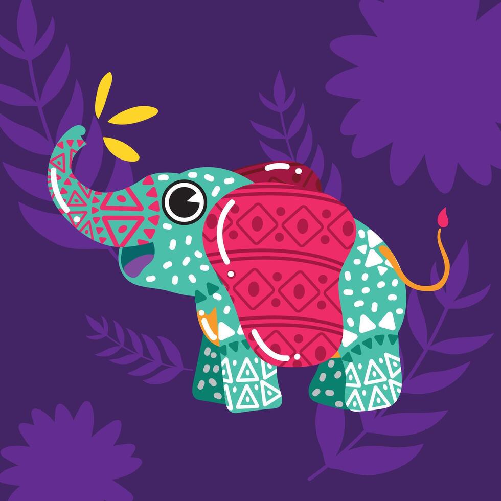 Decorated tribal elephant. vector