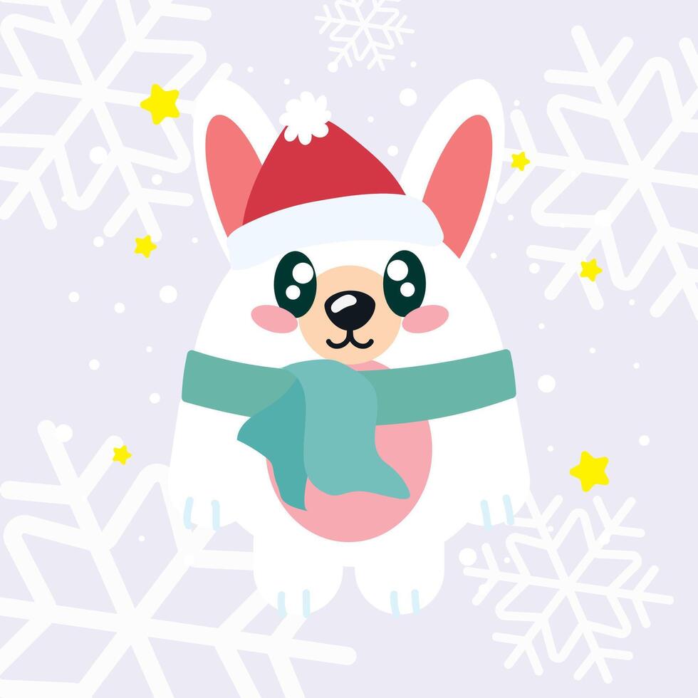 Christmas chihuahua in hat. vector