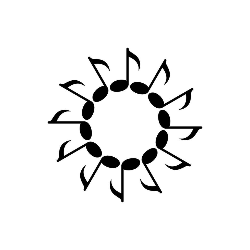 Circle Shape Created by Musical Notation Icon Symbol, can use for Logo, Pictogram, Emblem, Musical Illustration, Decoration, Ornate, Cover, Framework or Graphic Design Element. vector