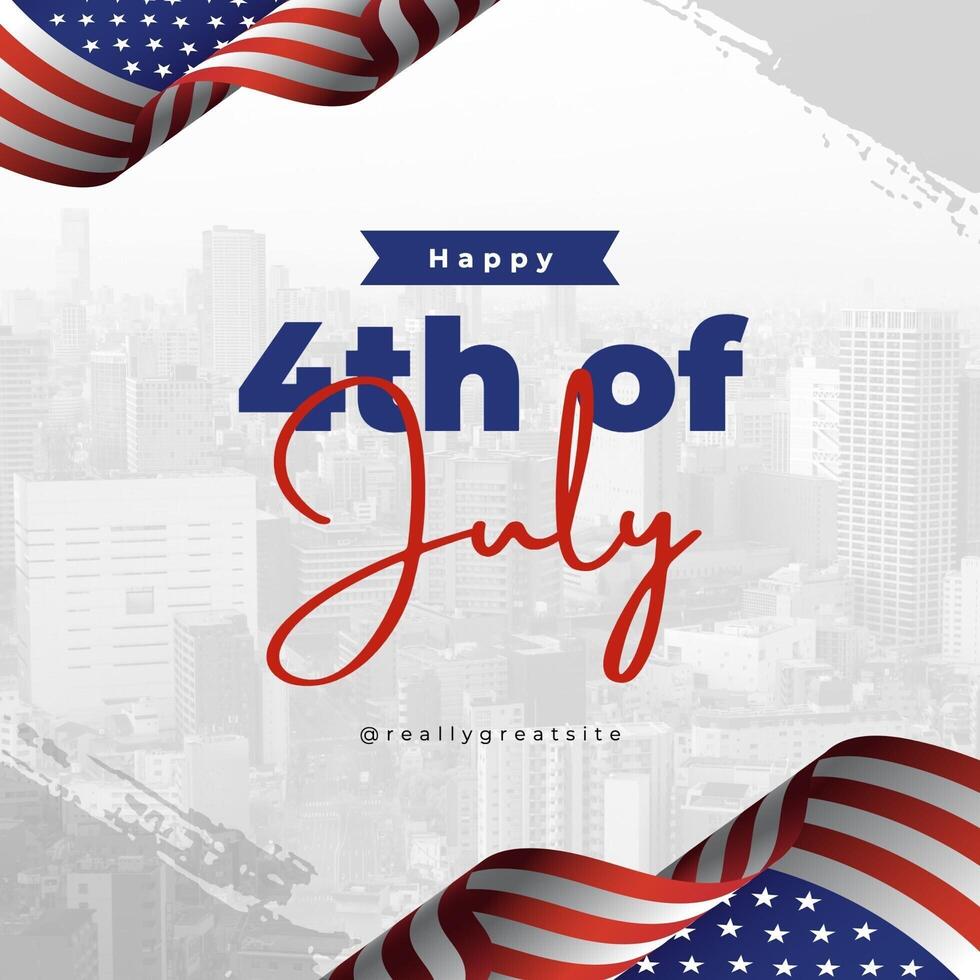 red blue minimalist 4th of july instagram post template