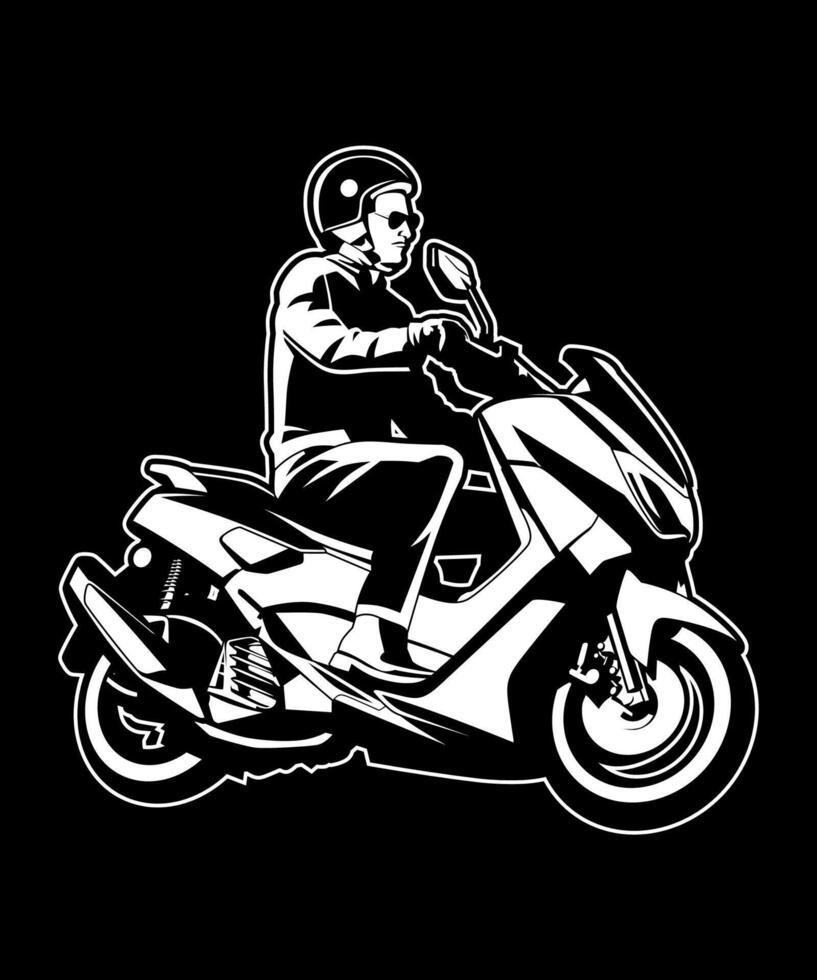 Black and white matic biker motorcycles vector