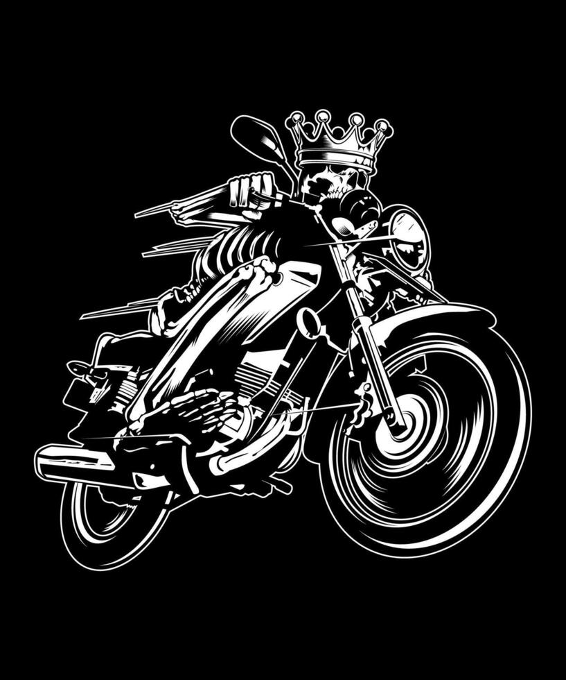 Black and white skeleton king vector