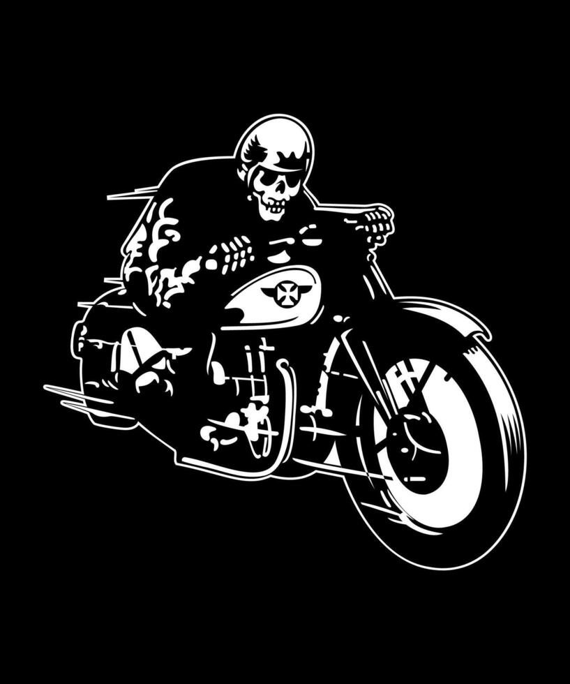 Black and white skull racer vector