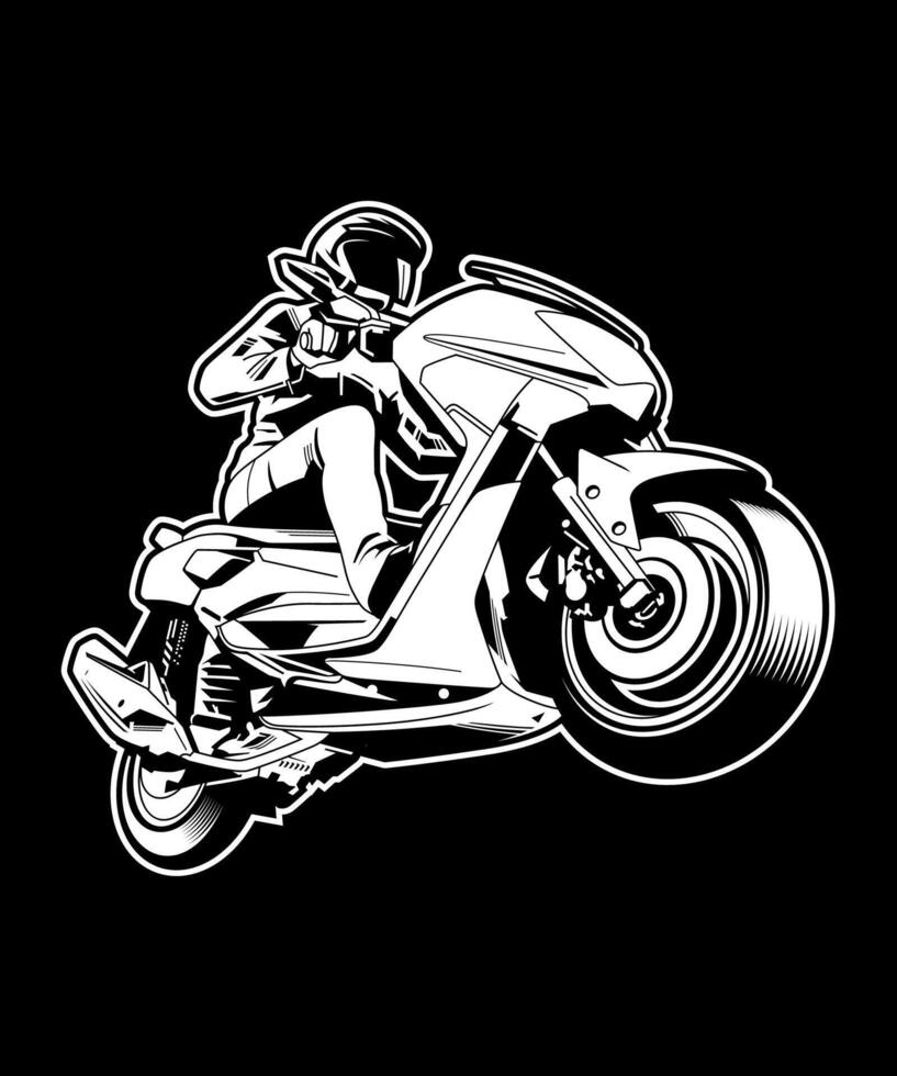 Black and white matic rider vector