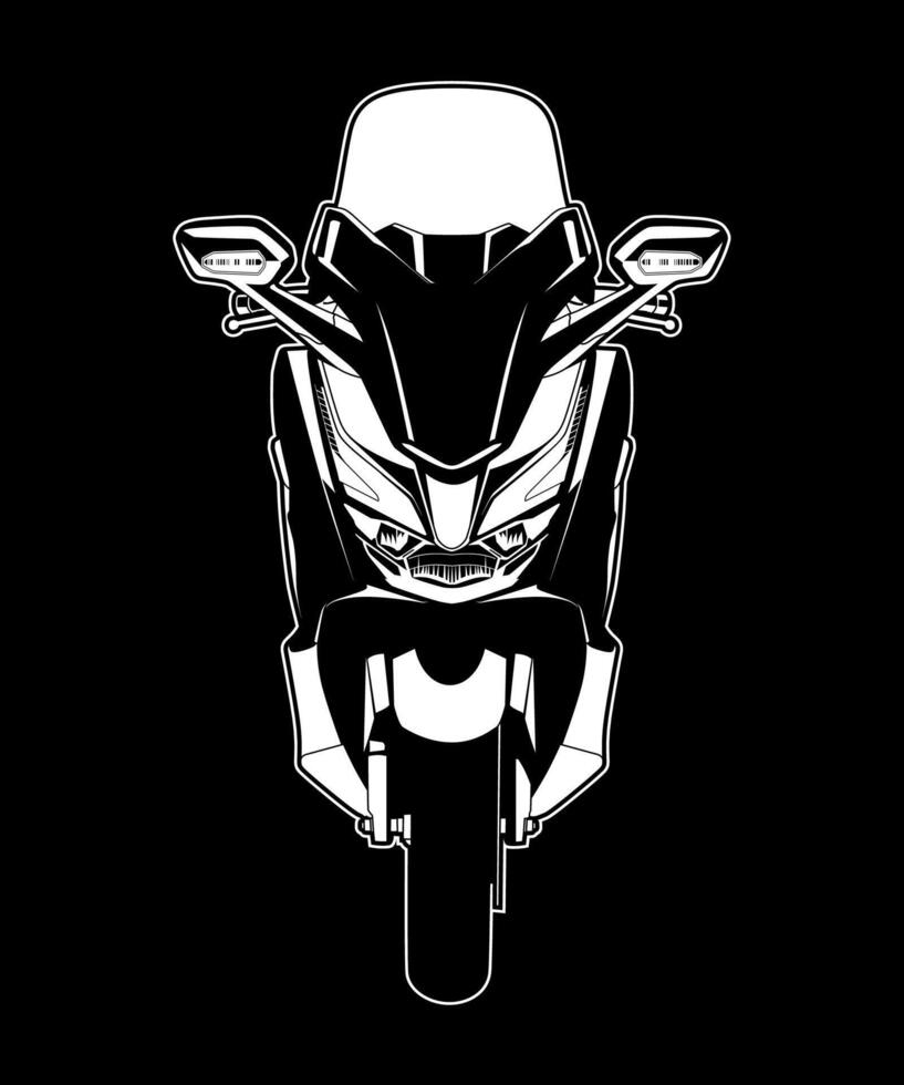 Black and white front motorcycles vector
