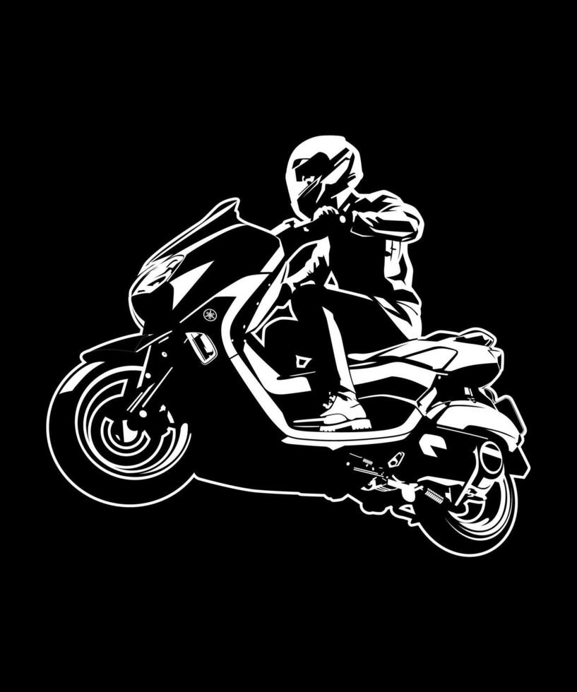Black and white matic biker vector