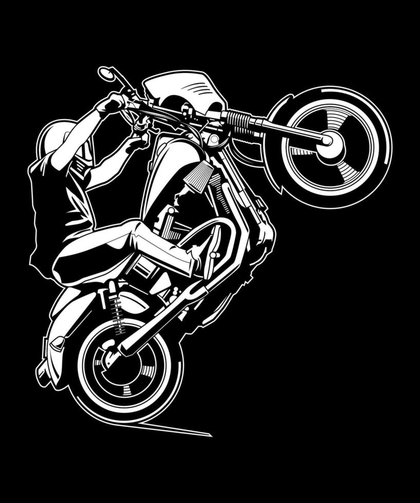 Black and white standing motorcycles vector