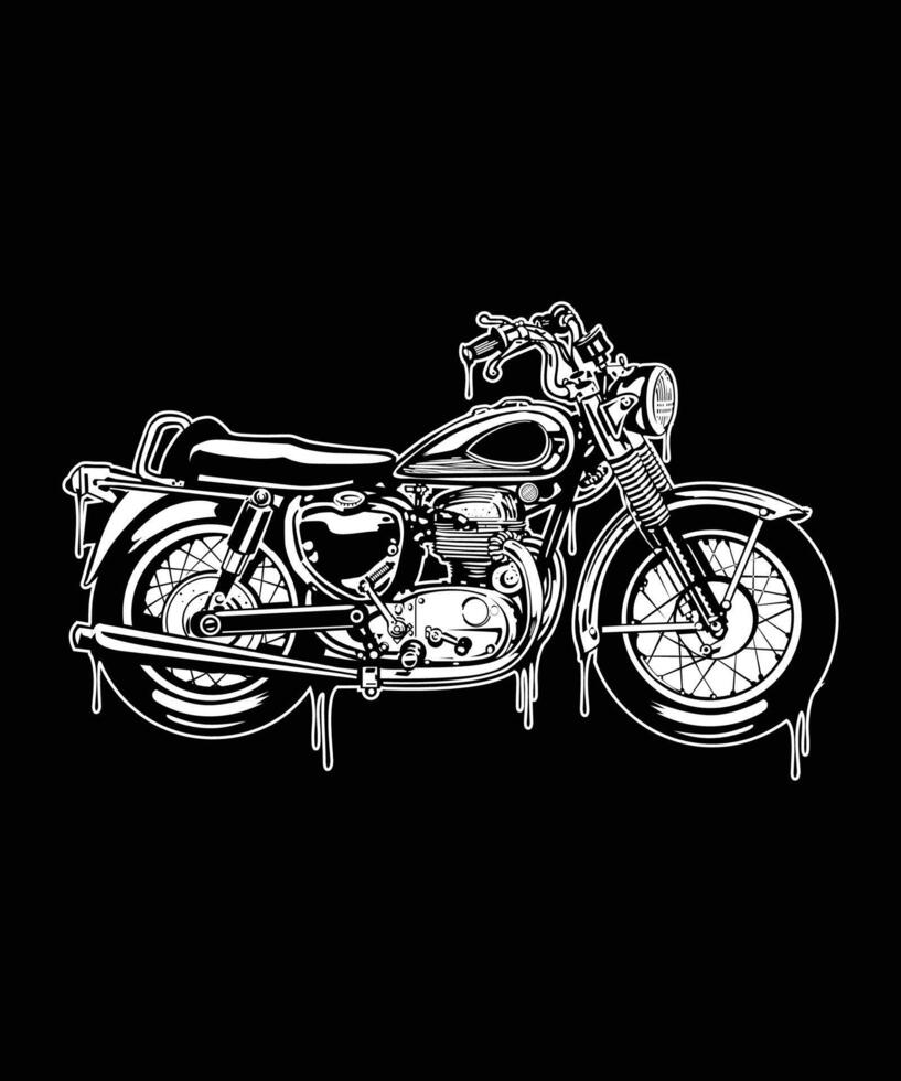 Black and white side view classic motorcycles vector