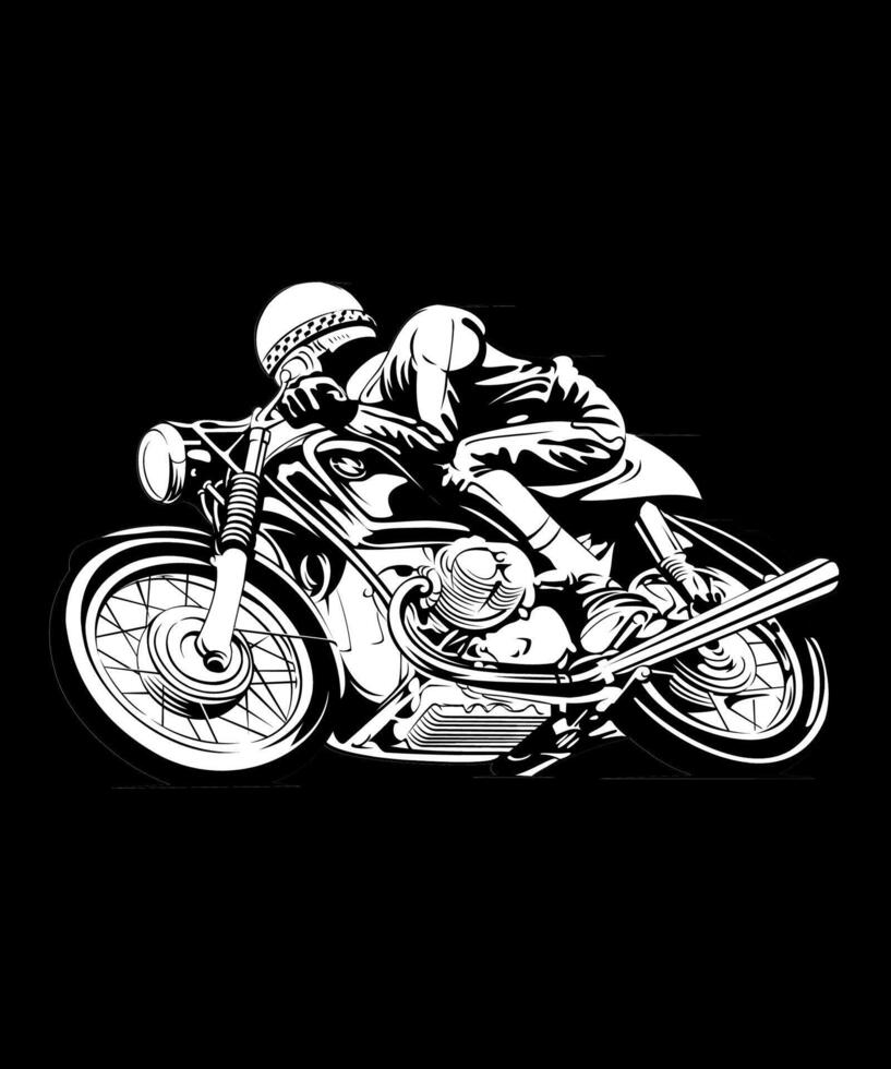 Black and white racing motorcycles vector