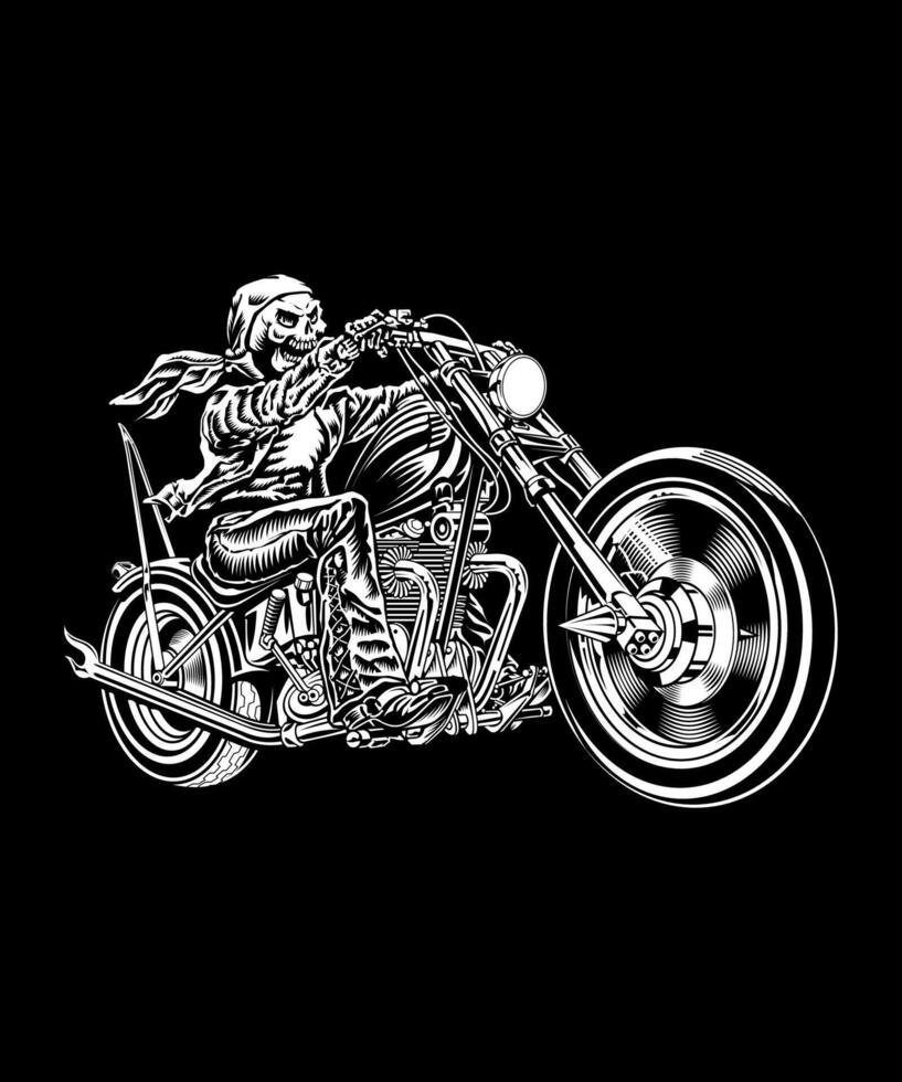 Black and white skeleton rider vector