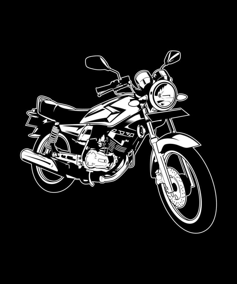 Black and white 90s motorcyle model vector