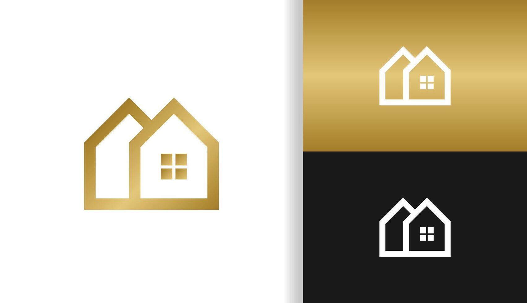 TWIN HOUSE LOGO IN GOLD COLOR FOR CONSTRUCTION COMPANY vector