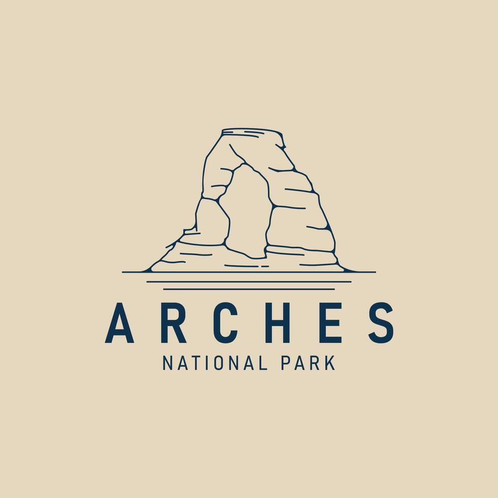arches national park logo line art minimalist, icon and symbol illustration design vector