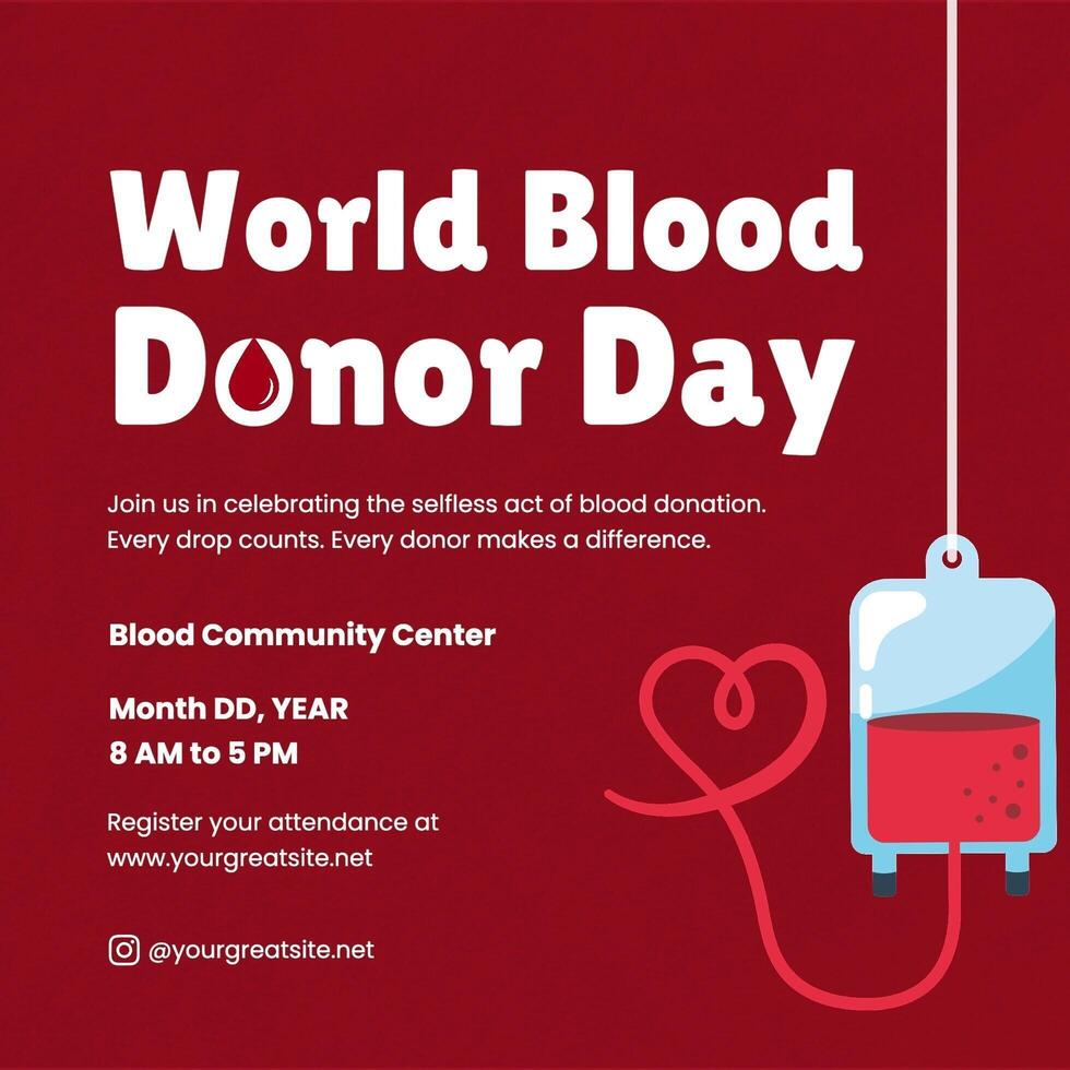Red Modern Illustration World Blood Donor Day Instagram Post template