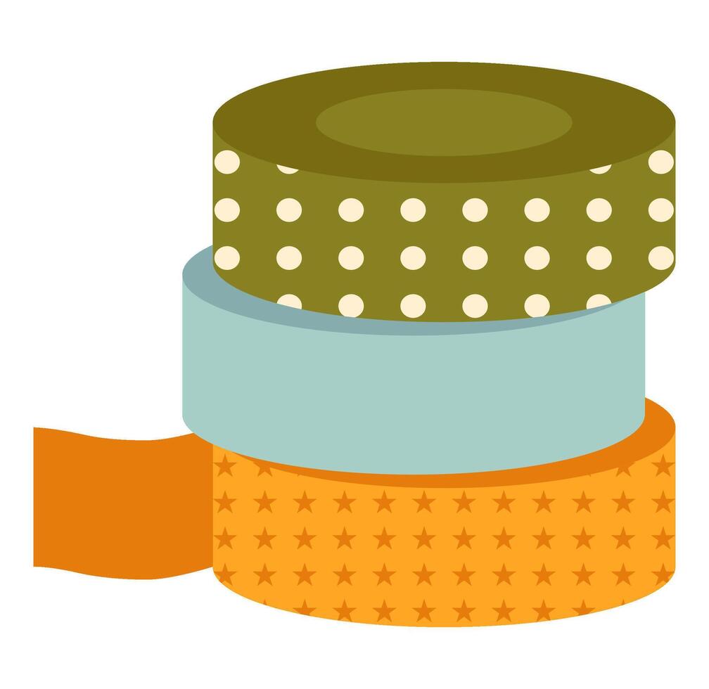 stack of cute decorative washi tape roll illustration vector