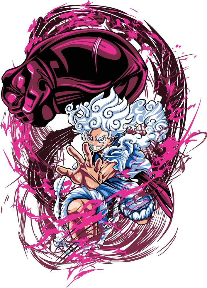 Luffy gear 5 punch kong gun vector