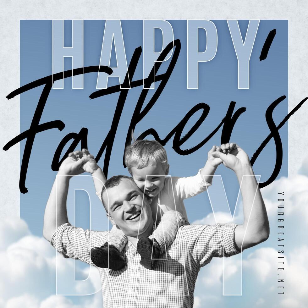 Happy Father's Day Instagram Greeting Post with a Father Carrying His Kid template