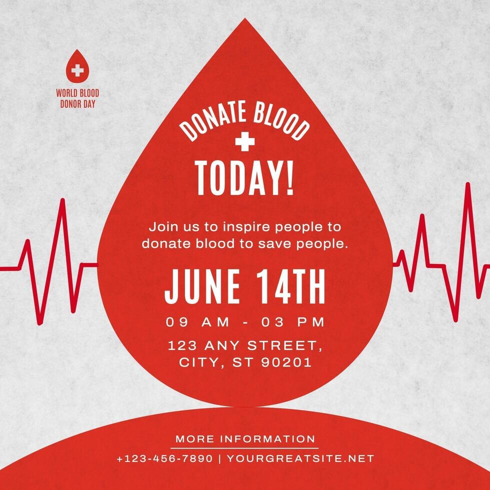 Minimalist World Blood Donor Day Campaign Announcement for Instagram Post template