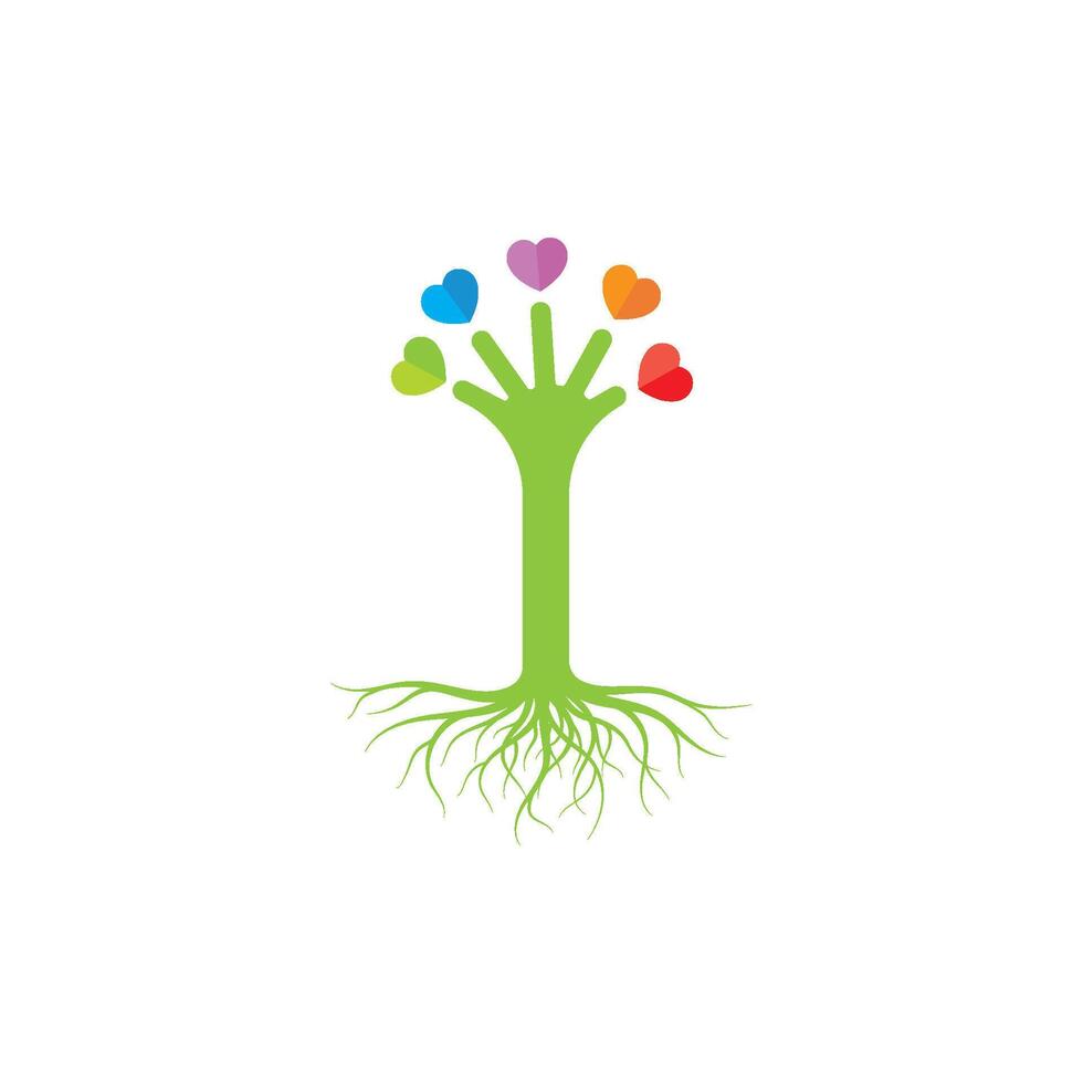 paper love hand tree concept illustration design vector