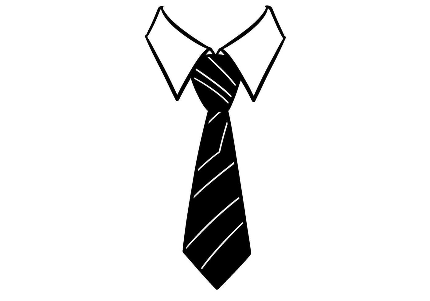 Monochrome Striped Tie and Collar Icon vector
