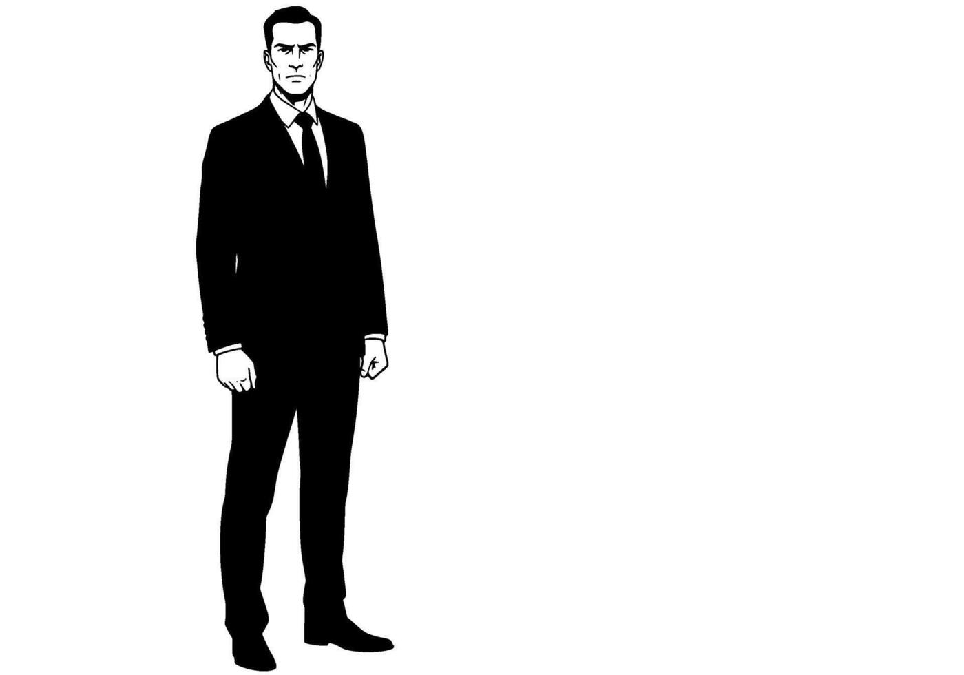 Serious Businessman in Tuxedo, Black and White Illustration vector