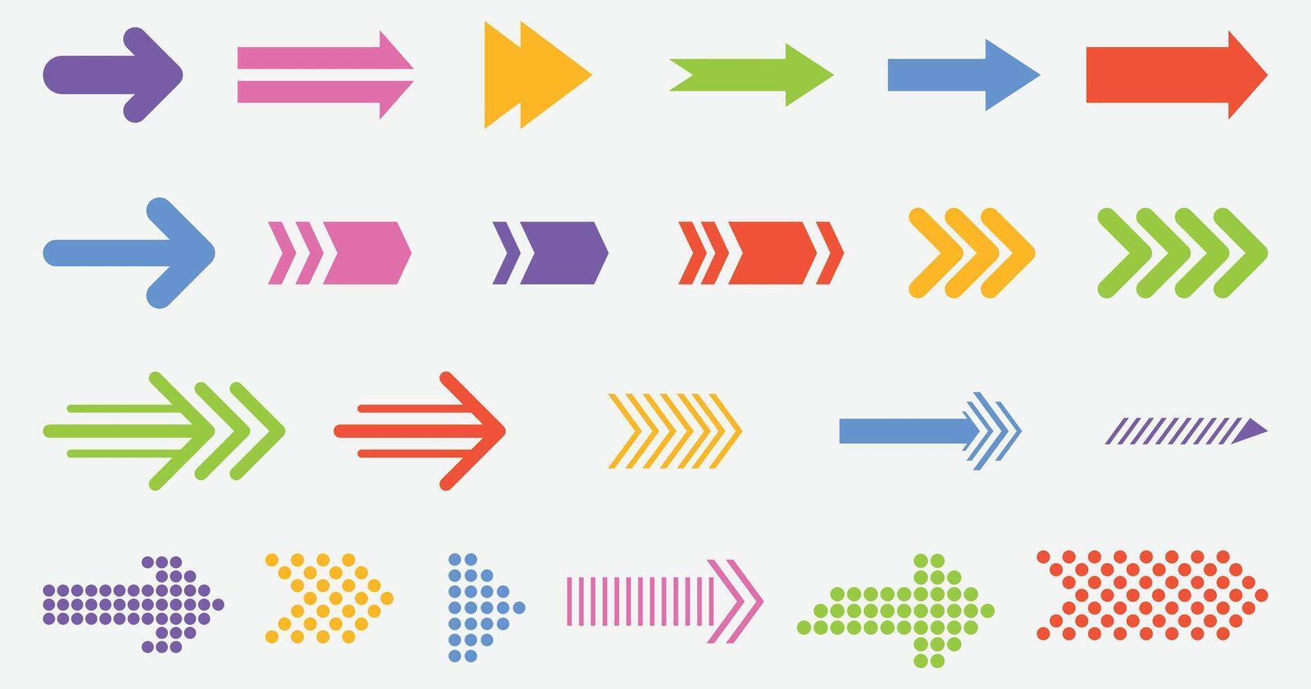 Colorful Arrow Set Flat and Gradient Shapes for Navigation multiple color arrow vector