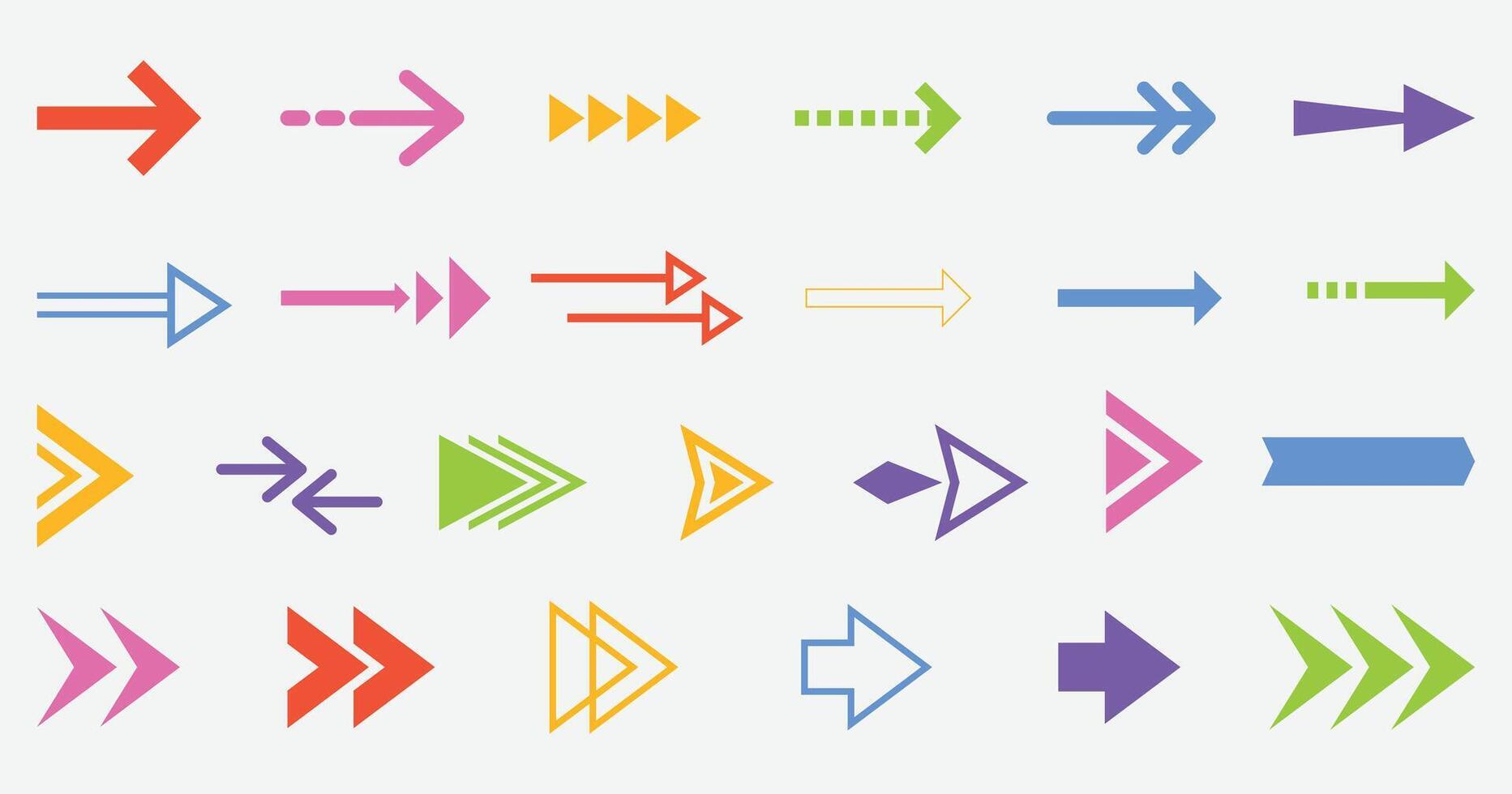 Colorful Arrow Set Flat and Gradient Shapes for Navigation different color arrow vector
