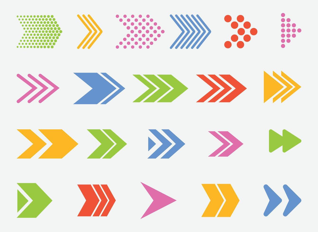 Colorful Arrow Set Flat and Gradient Shapes for Navigation eps vector