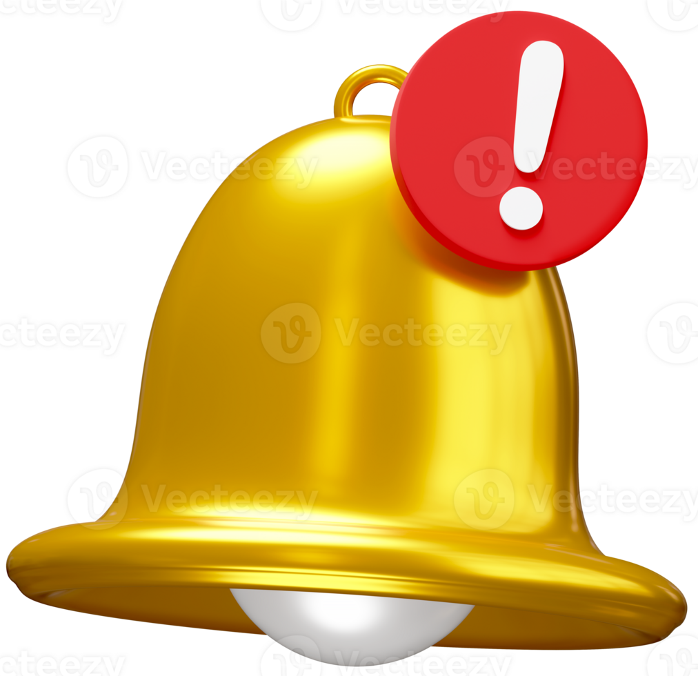 Yellow bell with exclamation mark isolated on background. Concept of alert of risk or danger, safety, system error, and data update. png