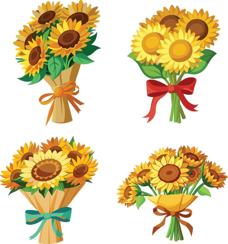 Beautiful Sunflower Bouquets vector