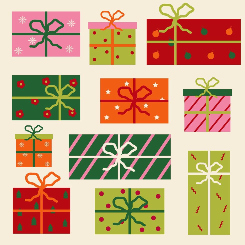Colorful Christmas gift box illustration. Christmas holiday concept. vector
